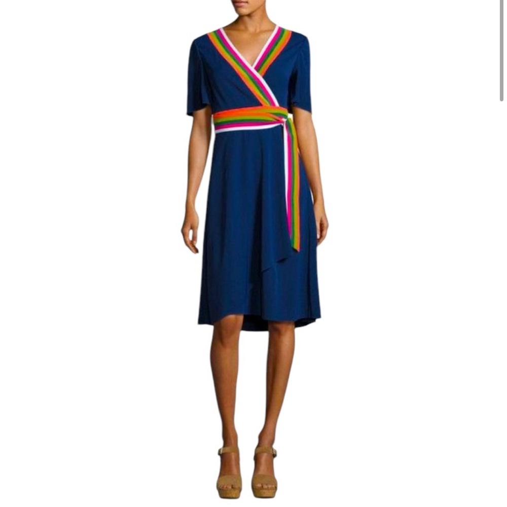 Tory Burch Peggy V-Neck Wrap Midi Dress – Size 2